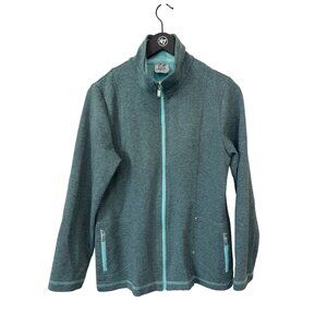 Cafe Au Lait Full Zip Jacket Womens Medium Seafoam Green Polyester Blend Active